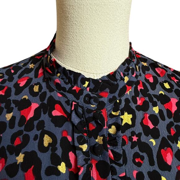 WYSE London Aimee Leopard Midi Dress Size 1 Fit S Ruffled Neckline 100% Viscose - Picture 8 of 13